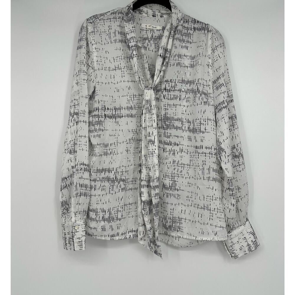Avec Les Filles printed neck tie blouse
